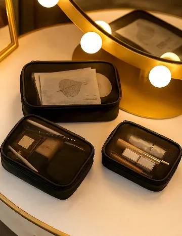 Set genti pentru cosmetice 2 bucati SHEIN, negru