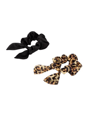 Set elastice de par 2 bucati ACTION, negru/animal print