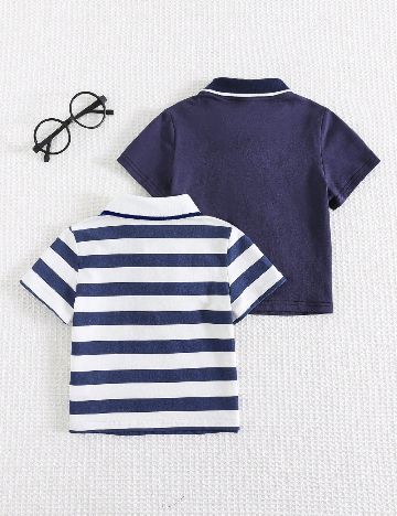 Set Tricouri 2 bucati Cozy Pixies, albastru/alb