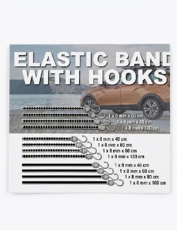 Sfori elastice cu carlige 8 bucati ACTION, negru
