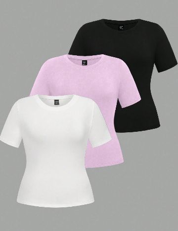 Set Tricouri 3 bucati SHEIN CURVE, mix culori