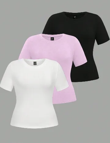 Set Tricouri 3 bucati SHEIN CURVE, mix culori