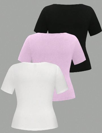 Set Tricouri 3 bucati SHEIN CURVE, mix culori