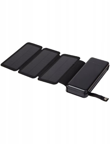 Baterie externa 20000 mAh cu incarcare solara Re-load, negru