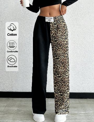 Pantaloni SHEIN, animal print/negru