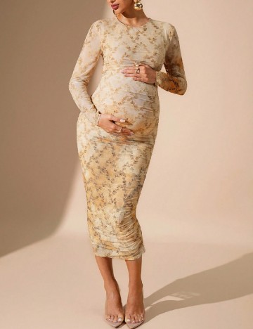 Rochie medie SHEIN Maternity, crem