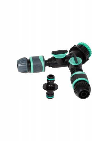 Set conector si divizor pentru furtun FERM, negru/verde