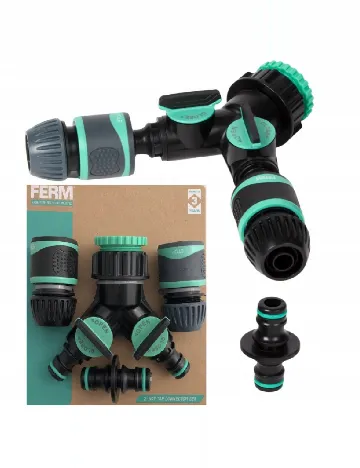 Set conector si divizor pentru furtun FERM, negru/verde