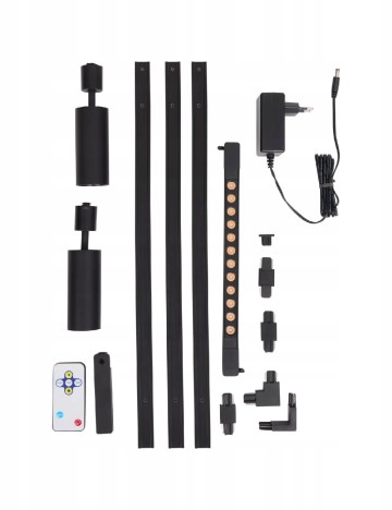 Set de spoturi pe sina 150 cm, 3 x 5 W, cu telecomanda, 300 si 440 lumeni ACTION, negru