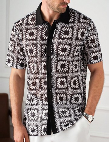 Camasa SHEIN, negru/alb