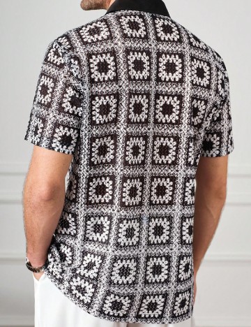Camasa SHEIN, negru/alb