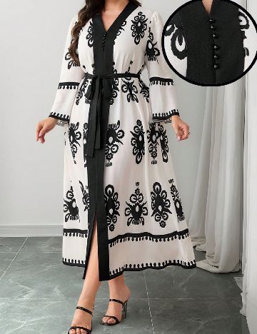 Rochie lunga SHEIN CURVE, alb/negru