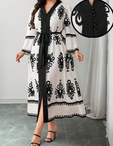 Rochie lunga SHEIN CURVE, alb/negru