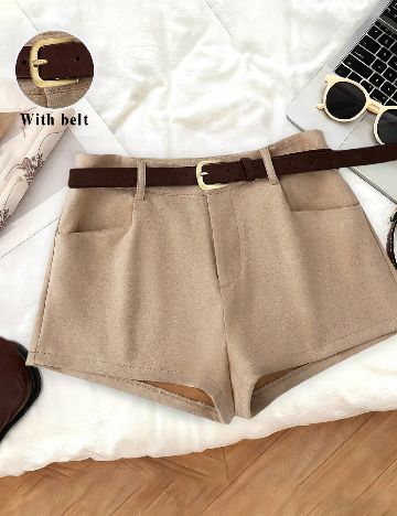 Pantaloni scurti SHEIN, maro deschis