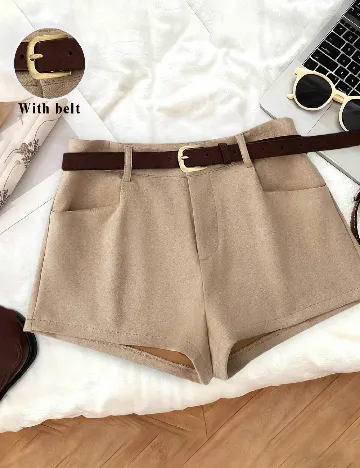 Pantaloni scurti SHEIN, maro deschis