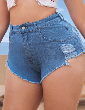 Pantaloni scurti SHEIN CURVE, albastru