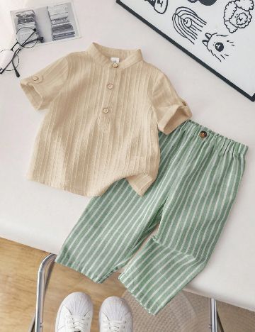 Compleu Shein Kids, verde/crem