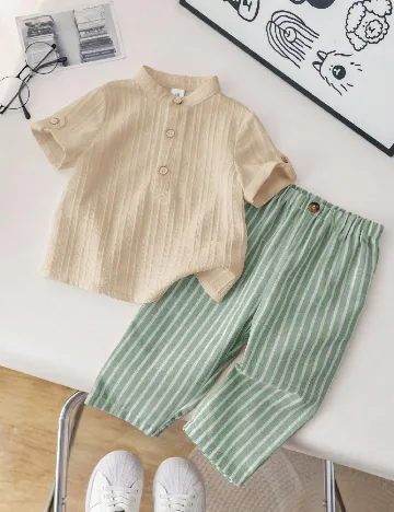 Compleu Shein Kids, verde/crem