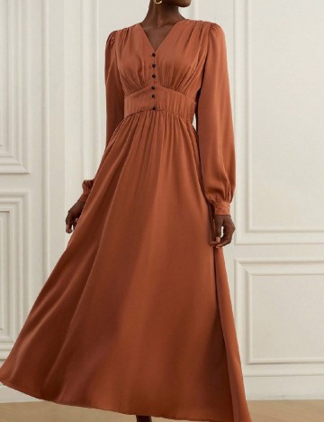 Rochie lunga Aveloria, maro