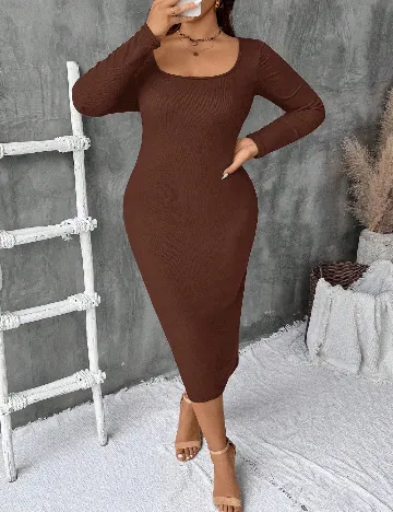 Rochie medie SHEIN CURVE, maro