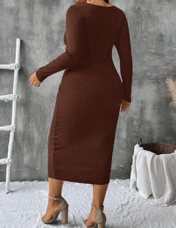 Rochie medie SHEIN CURVE, maro