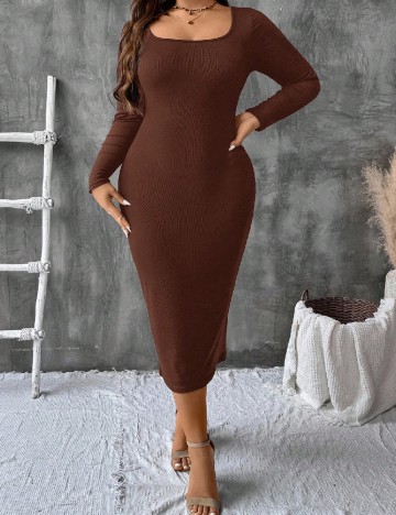 Rochie medie SHEIN CURVE, maro