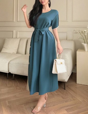 Rochie medie Dazy, verde/crem