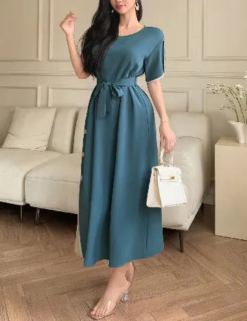 Rochie medie Dazy, verde/crem