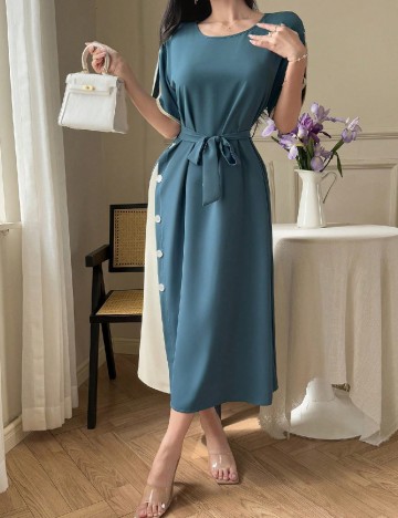 Rochie medie Dazy, verde/crem