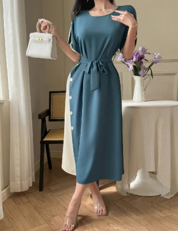 Rochie medie Dazy, verde/crem