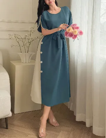 Rochie medie Dazy, verde/crem