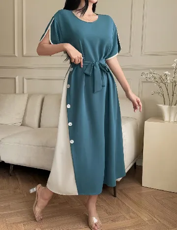 Rochie medie Dazy, verde/crem