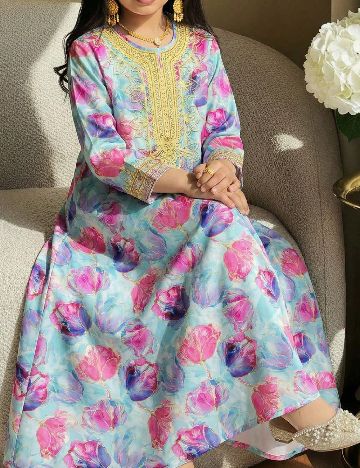 Rochie lunga Shein Kids, turcoaz