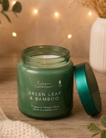Lumanare parfumata Green leaf & Bamboo ACTION, verde