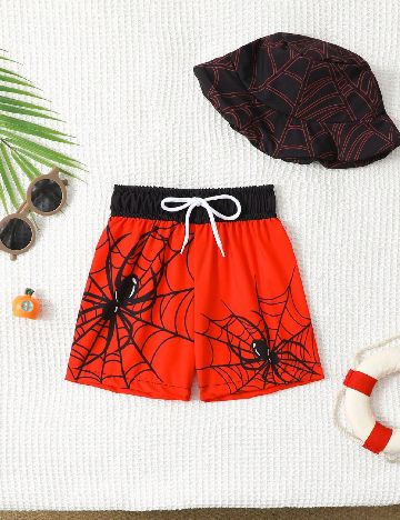 Short de baie Shein Kids, rosu
