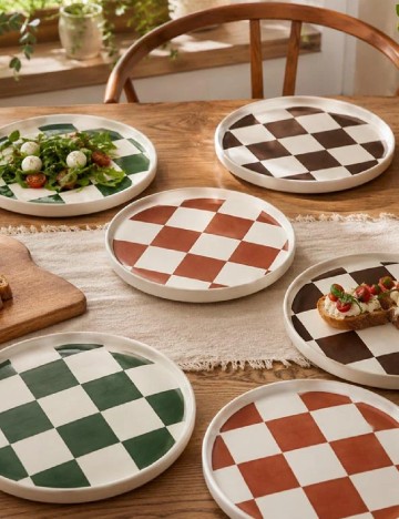 Farfurie ceramica, 28 cm ACTION, alb/maro deschis