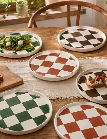 Farfurie ceramica, 28 cm ACTION, alb/maro deschis
