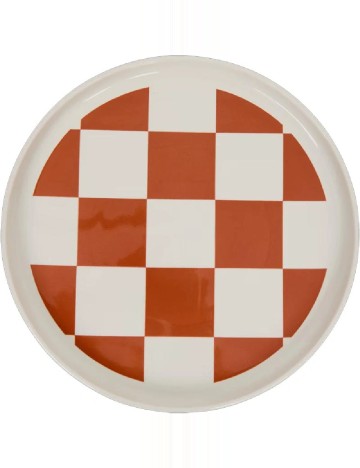 Farfurie ceramica, 28 cm ACTION, alb/maro deschis