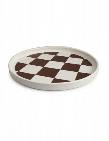 Farfurie ceramica, 28 cm ACTION, alb/maro inchis