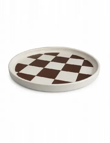 Farfurie ceramica, 28 cm ACTION, alb/maro inchis