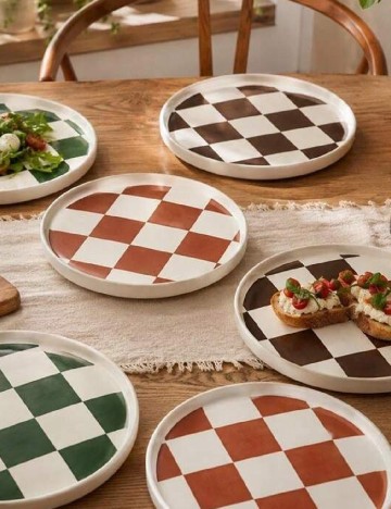 Farfurie ceramica, 28 cm ACTION, alb/maro inchis