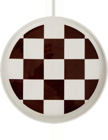 Farfurie ceramica, 28 cm ACTION, alb/maro inchis