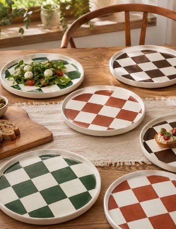 Farfurie ceramica, 28 cm ACTION, alb/verde