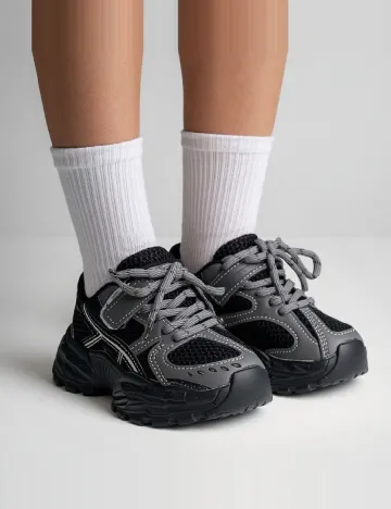Adidasi Shein Kids, gri/negru