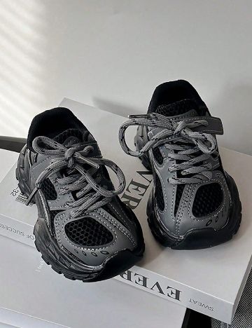 Adidasi Shein Kids, gri/negru