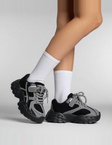 Adidasi Shein Kids, gri/negru