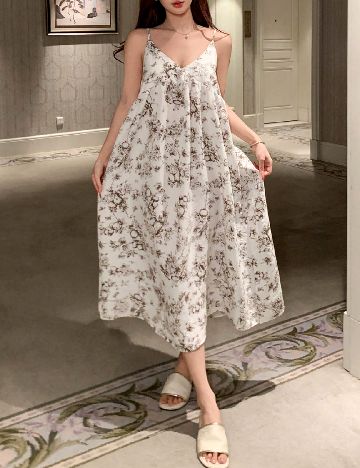 Rochie medie Dazy, alb/maro