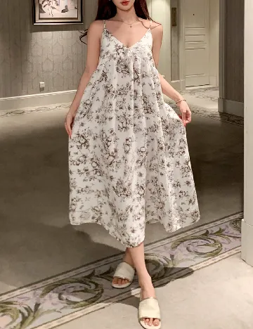 Rochie medie Dazy, alb/maro
