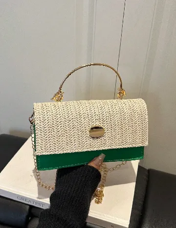 Geanta SHEIN, crem/verde