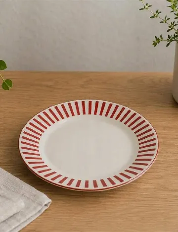 Farfurie din ceramica, 19 cm KAPIMEX, alb/rosu